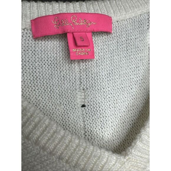 Lilly Pulitzer Zandra Resort White Sweater Size Small V Neck Pull Over - Picture 2 of 7